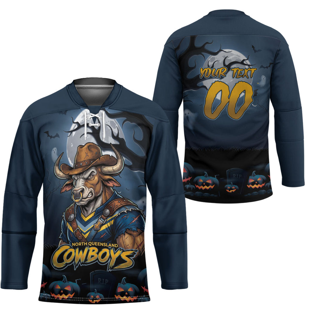 Custom Halloween North Queensland Cowboys Hockey Jersey Spooky Australia Mascot Rugby
