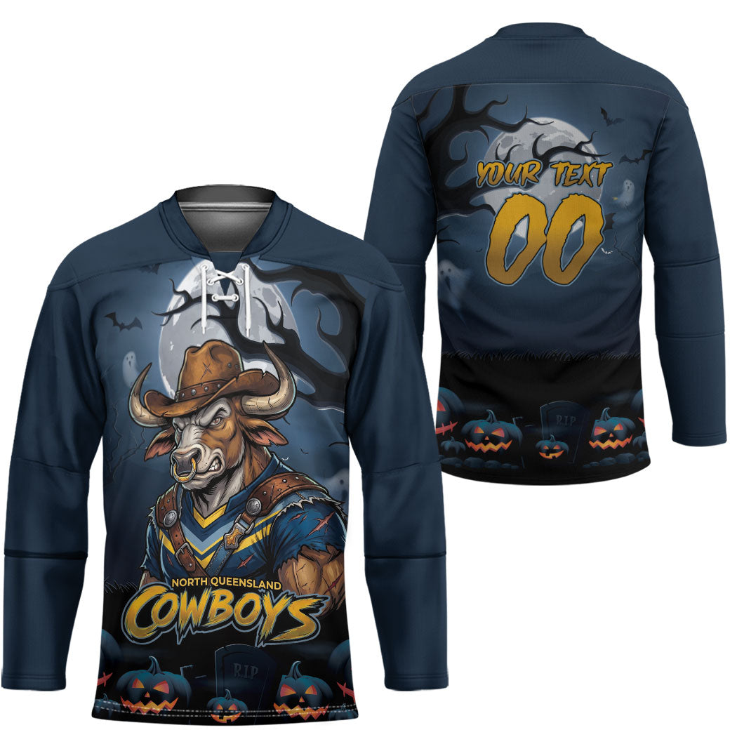 Custom Halloween North Queensland Cowboys Hockey Jersey Spooky Australia Mascot Rugby