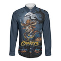 Custom Halloween North Queensland Cowboys Long Sleeve Button Shirt Spooky Australia Mascot Rugby