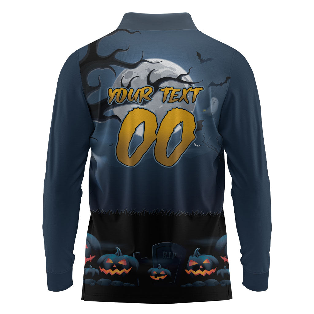 Custom Halloween North Queensland Cowboys Long Sleeve Polo Shirt Spooky Australia Mascot Rugby