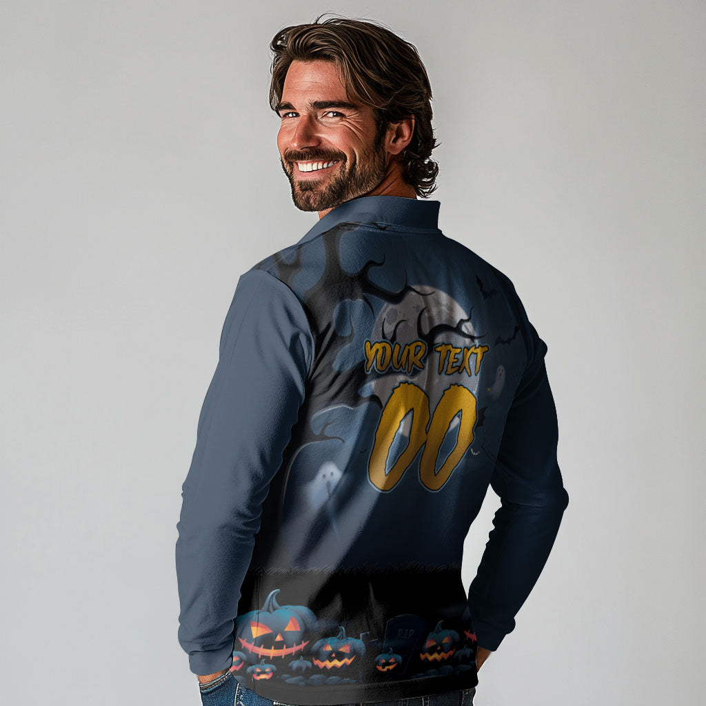 Custom Halloween North Queensland Cowboys Long Sleeve Polo Shirt Spooky Australia Mascot Rugby