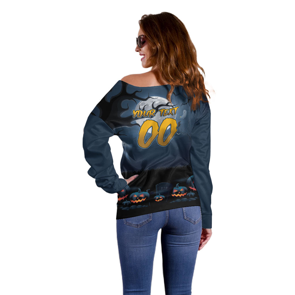 Custom Halloween North Queensland Cowboys Off Shoulder Sweater Spooky Australia Mascot Rugby