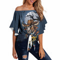 Custom Halloween North Queensland Cowboys Off Shoulder Wrap Waist Top Spooky Australia Mascot Rugby