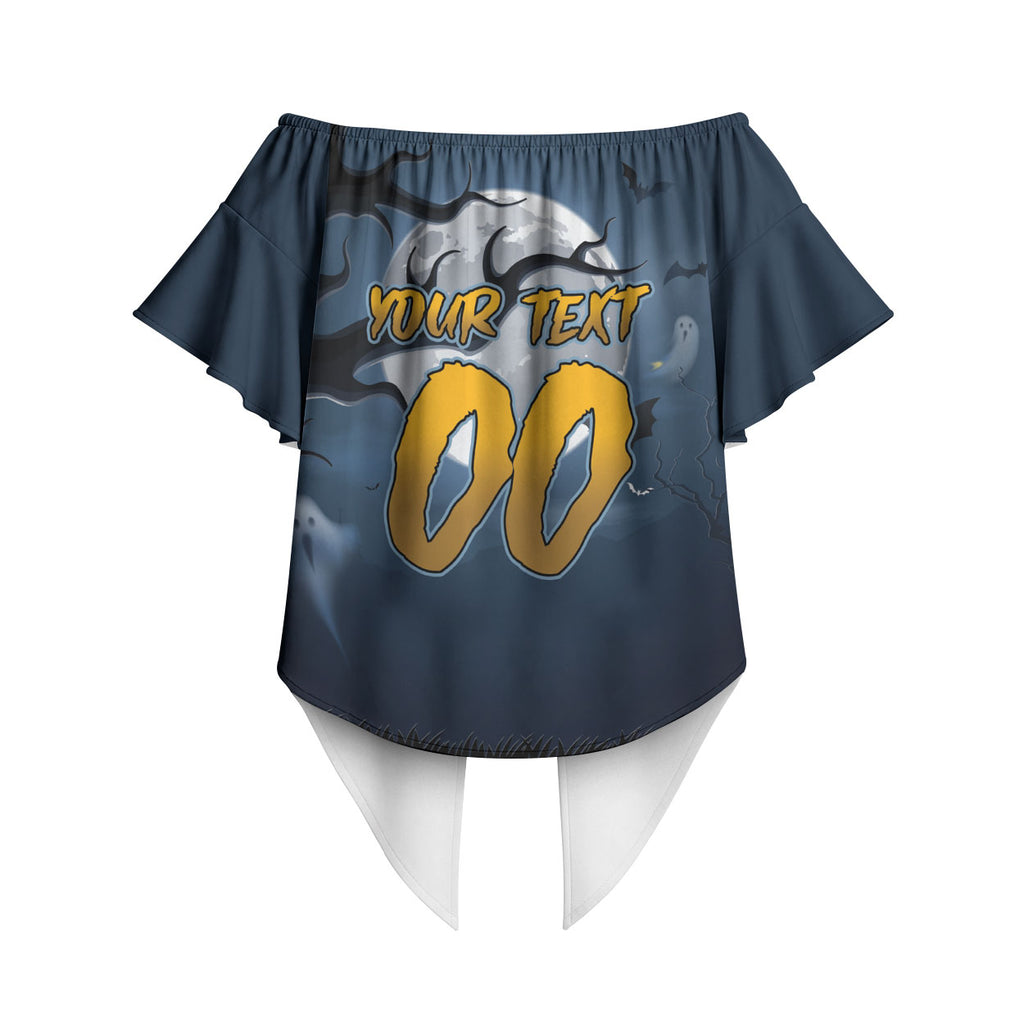 Custom Halloween North Queensland Cowboys Off Shoulder Wrap Waist Top Spooky Australia Mascot Rugby