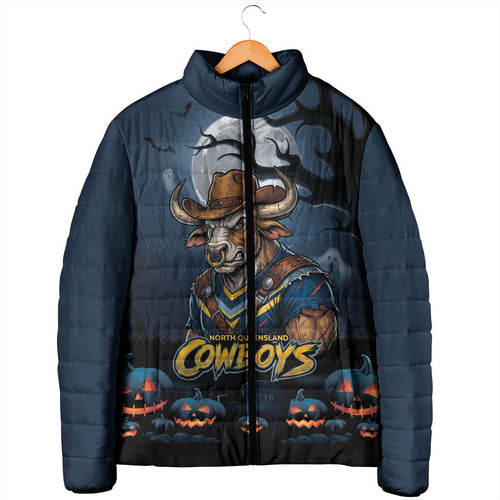 Custom Halloween North Queensland Cowboys Padded Jacket Spooky Australia Mascot Rugby