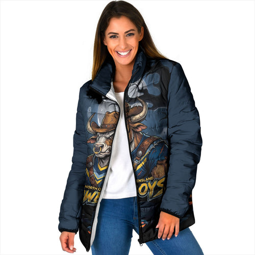 Custom Halloween North Queensland Cowboys Padded Jacket Spooky Australia Mascot Rugby