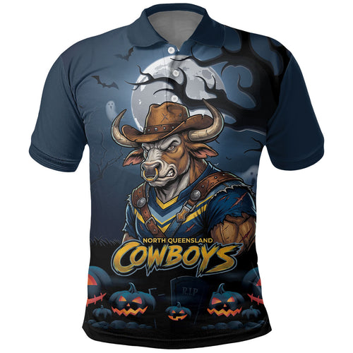 Custom Halloween North Queensland Cowboys Polo Shirt Spooky Australia Mascot Rugby