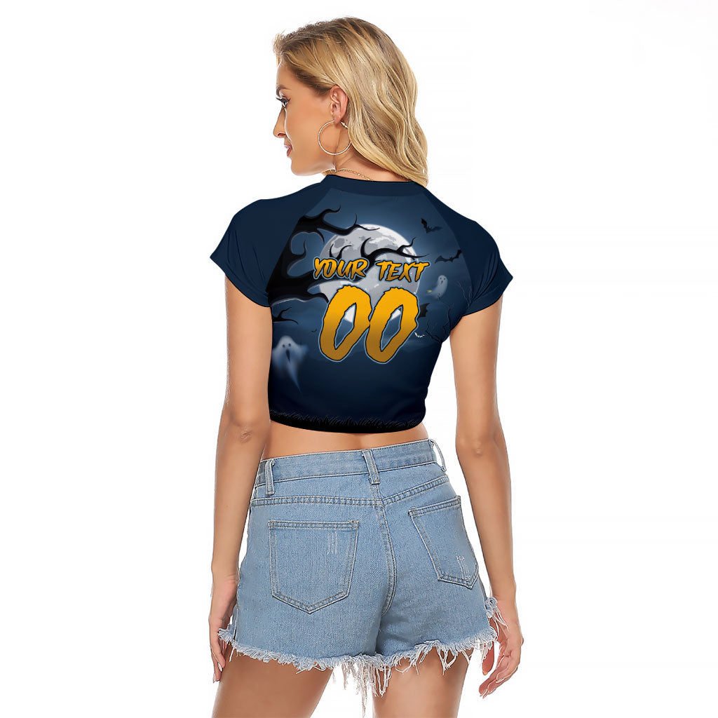 Custom Halloween North Queensland Cowboys Raglan Cropped T Shirt Spooky Australia Mascot Rugby