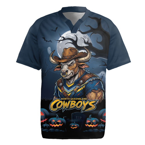 Custom Halloween North Queensland Cowboys Rugby Jersey Spooky Australia Mascot Rugby