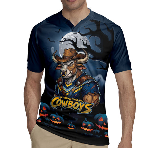 Custom Halloween North Queensland Cowboys Rugby Jersey Spooky Australia Mascot Rugby