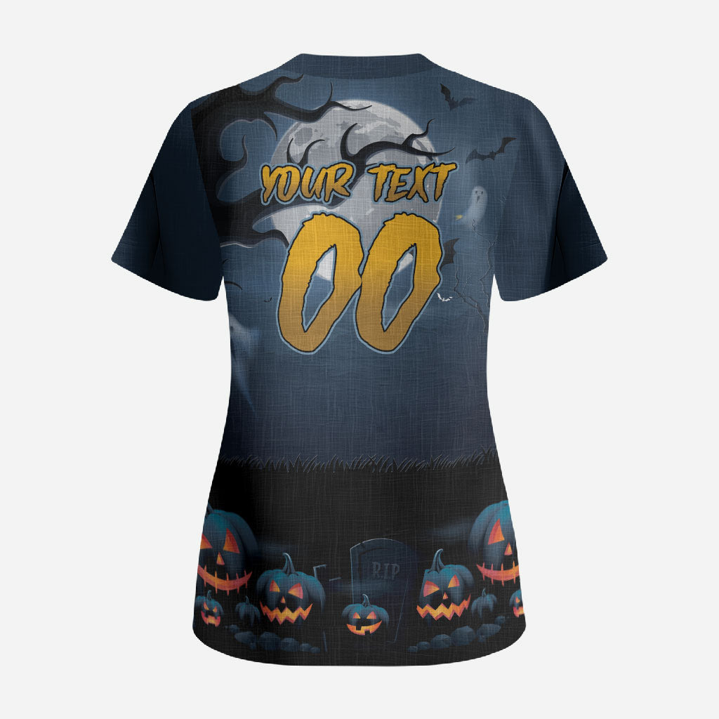 Custom Halloween North Queensland Cowboys Scrub Top Spooky Australia Mascot Rugby