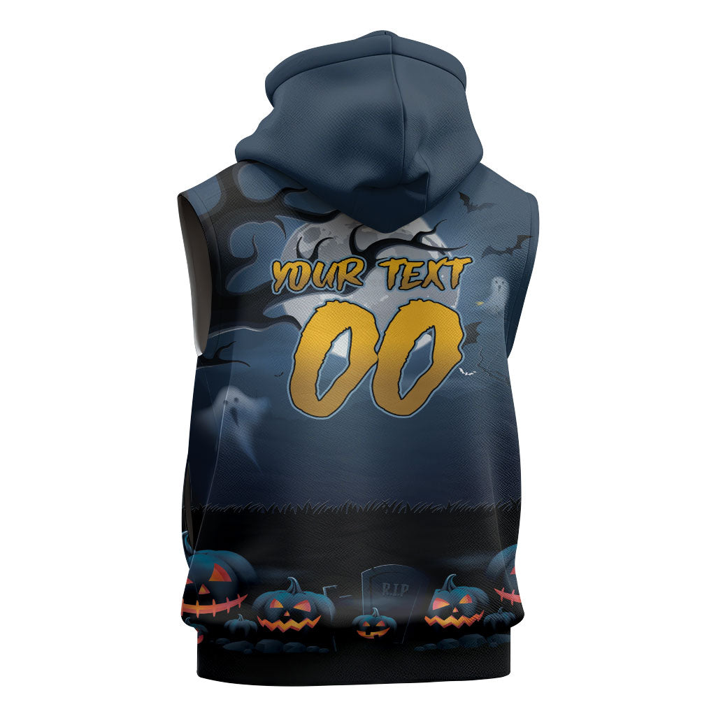 Custom Halloween North Queensland Cowboys Sleeveless Zip Hoodie Spooky Australia Mascot Rugby
