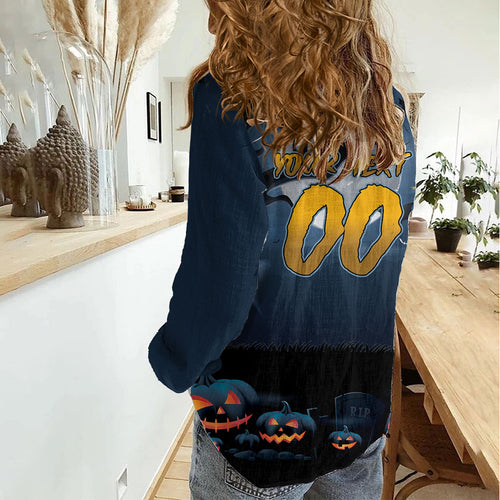 Custom Halloween North Queensland Cowboys Women Casual Shirt Spooky Australia Mascot Rugby
