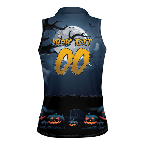 Custom Halloween North Queensland Cowboys Women Sleeveless Polo Shirt Spooky Australia Mascot Rugby
