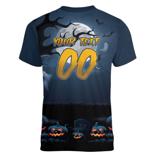 Custom Halloween North Queensland Cowboys Women V-Neck T-Shirt Spooky Australia Mascot Rugby