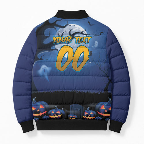 Custom Halloween Parramatta Eels Bomber Puffer Jacket Spooky Australia Mascot Rugby