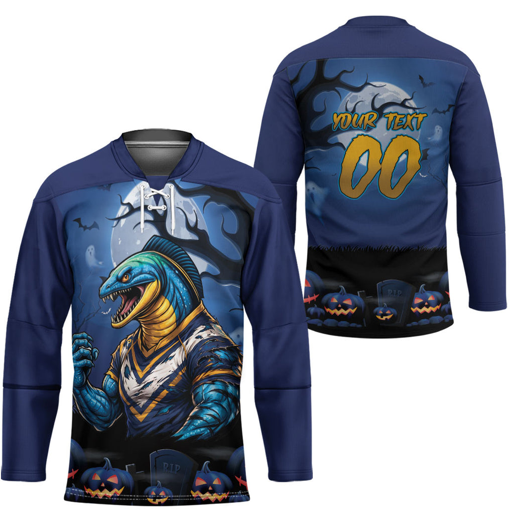 Custom Halloween Parramatta Eels Hockey Jersey Spooky Australia Mascot Rugby