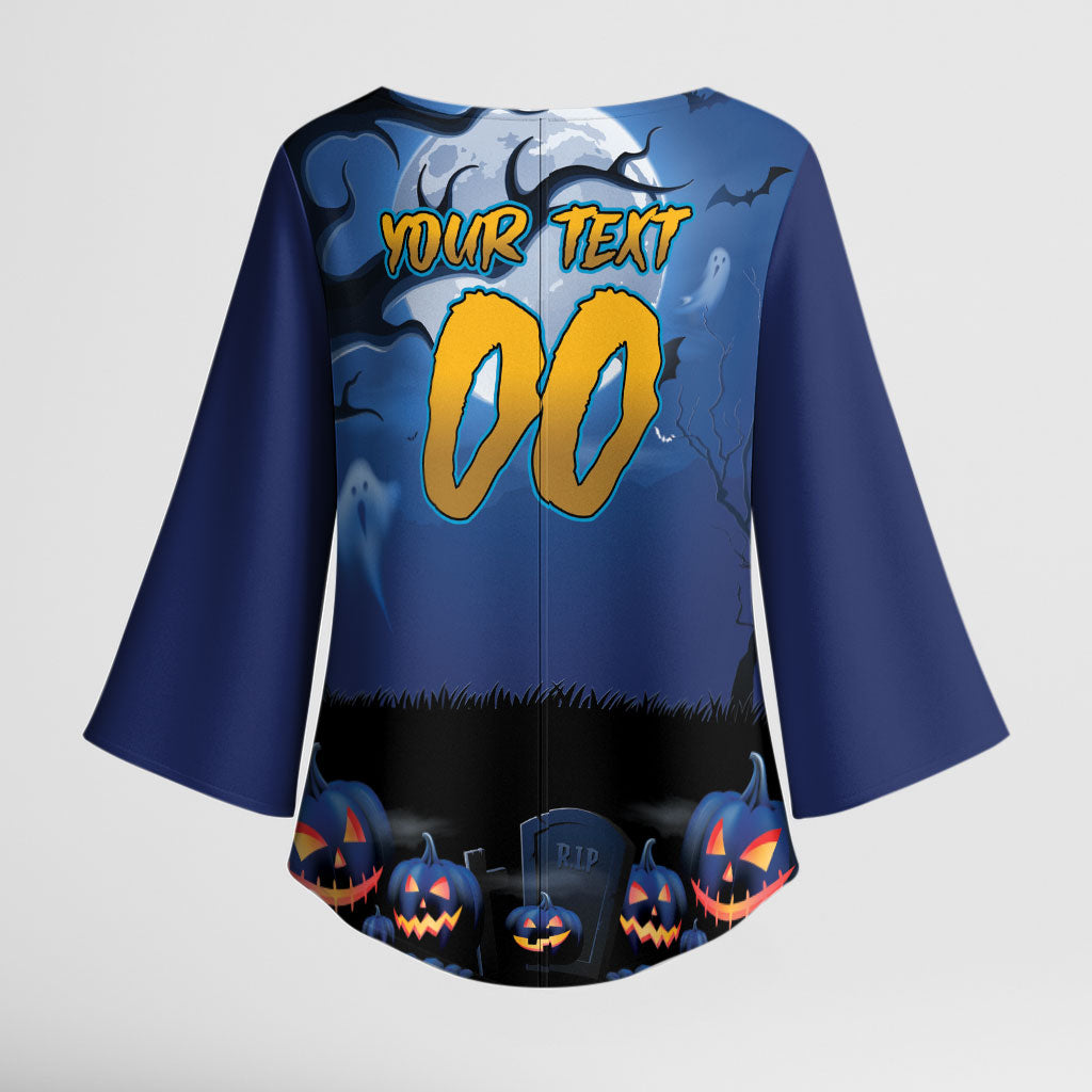 Custom Halloween Parramatta Eels Kimono Sleeve Blouse Spooky Australia Mascot Rugby