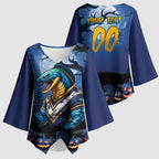 Custom Halloween Parramatta Eels Kimono Sleeve Blouse Spooky Australia Mascot Rugby