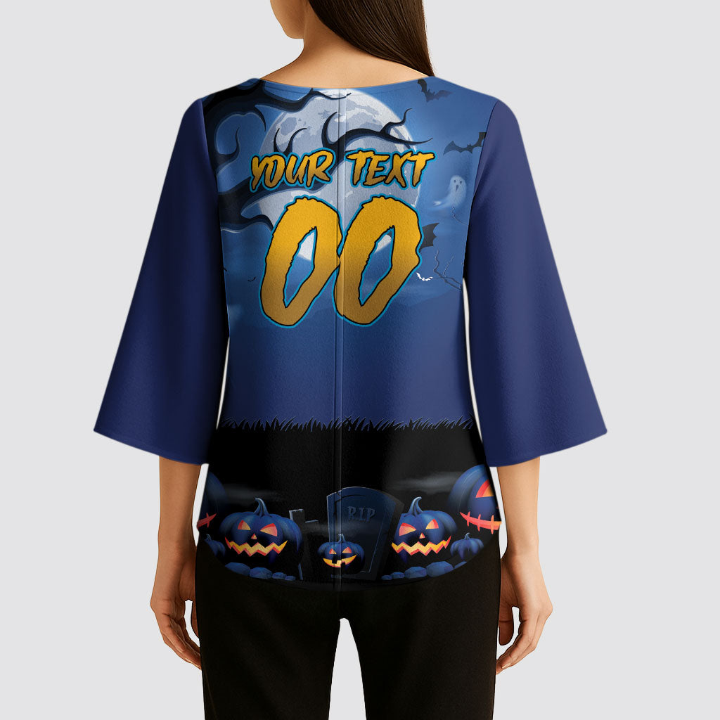 Custom Halloween Parramatta Eels Kimono Sleeve Blouse Spooky Australia Mascot Rugby