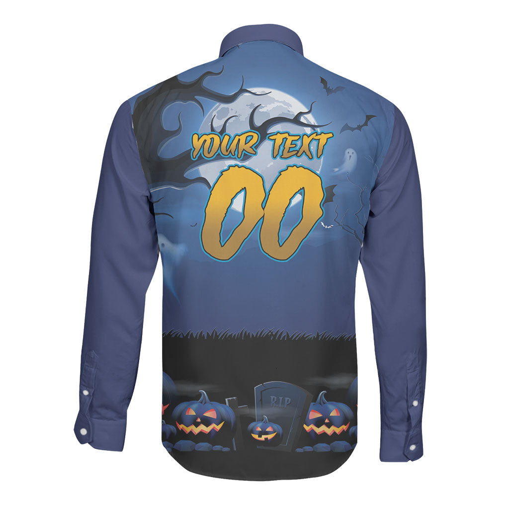 Custom Halloween Parramatta Eels Long Sleeve Button Shirt Spooky Australia Mascot Rugby