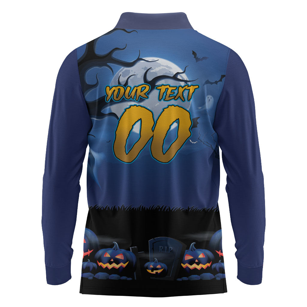 Custom Halloween Parramatta Eels Long Sleeve Polo Shirt Spooky Australia Mascot Rugby