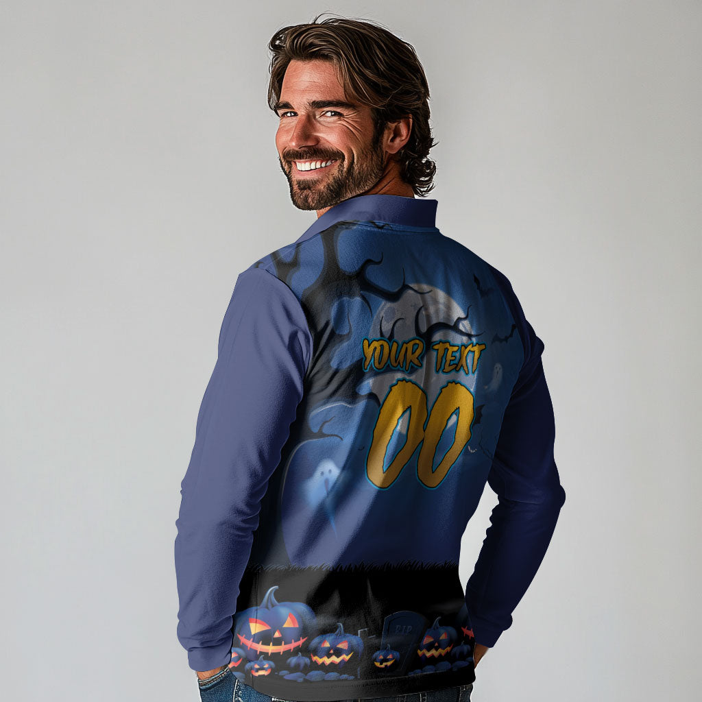 Custom Halloween Parramatta Eels Long Sleeve Polo Shirt Spooky Australia Mascot Rugby