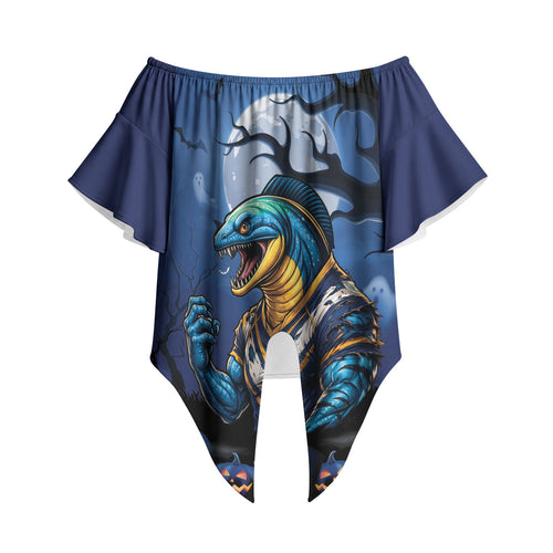 Custom Halloween Parramatta Eels Off Shoulder Wrap Waist Top Spooky Australia Mascot Rugby