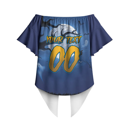 Custom Halloween Parramatta Eels Off Shoulder Wrap Waist Top Spooky Australia Mascot Rugby