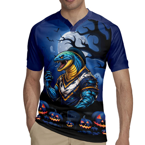 Custom Halloween Parramatta Eels Rugby Jersey Spooky Australia Mascot Rugby