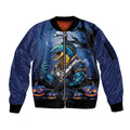 Custom Halloween Parramatta Eels Sleeve Zip Bomber Jacket Spooky Australia Mascot Rugby