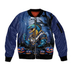 Custom Halloween Parramatta Eels Sleeve Zip Bomber Jacket Spooky Australia Mascot Rugby