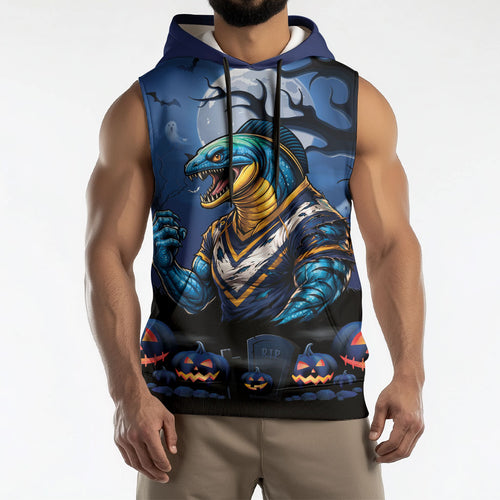 Custom Halloween Parramatta Eels Sleeveless Hoodie Spooky Australia Mascot Rugby