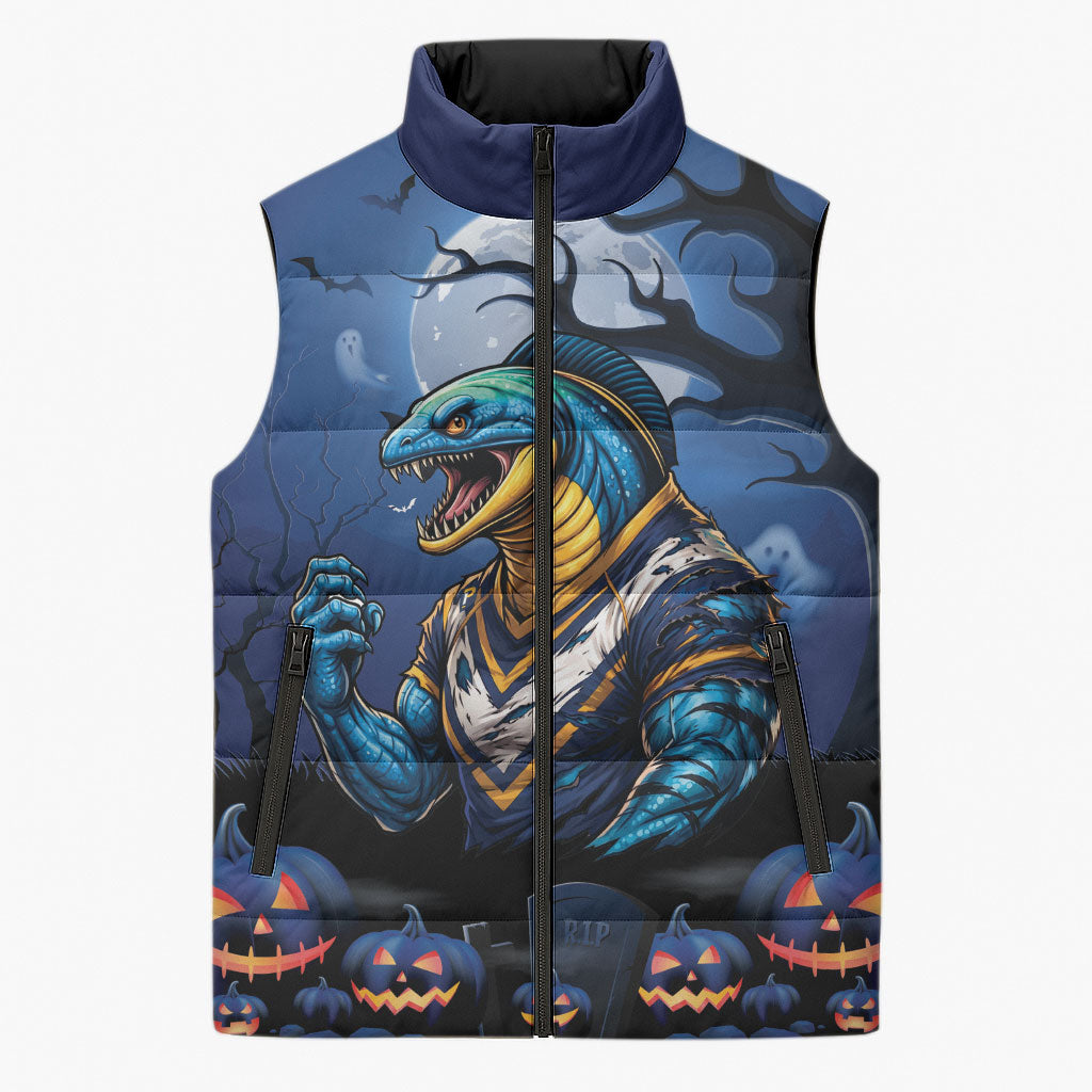 Custom Halloween Parramatta Eels Sleeveless Puffer Jacket Spooky Australia Mascot Rugby