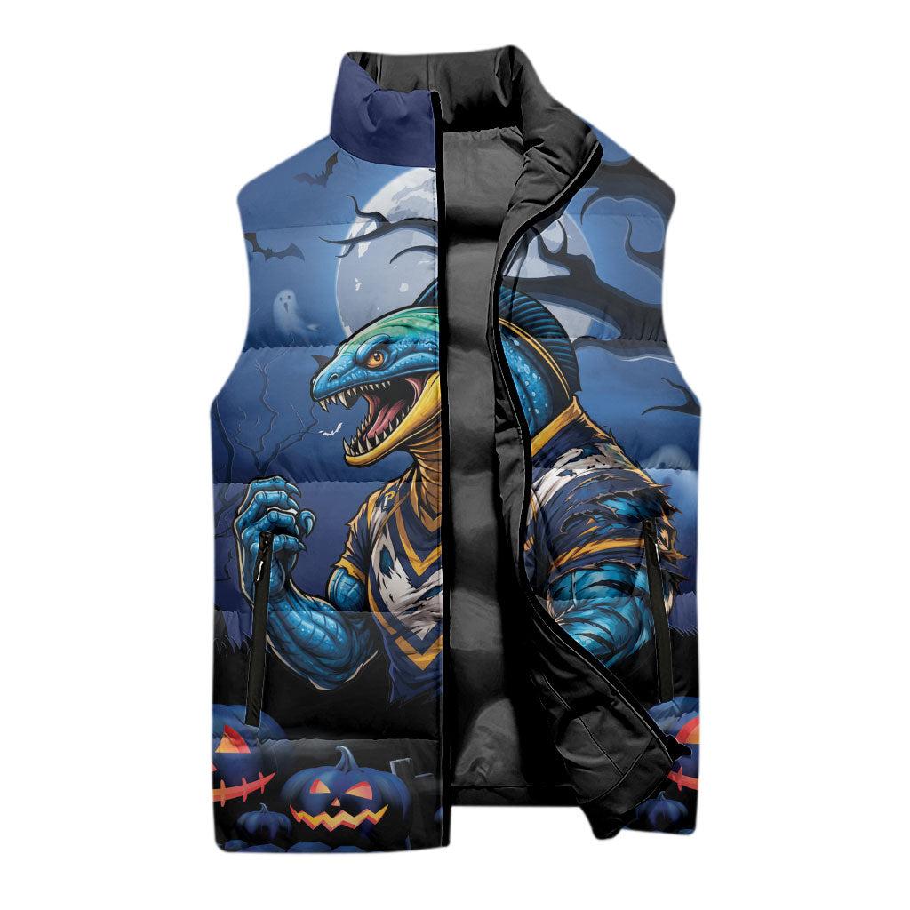 Custom Halloween Parramatta Eels Sleeveless Puffer Jacket Spooky Australia Mascot Rugby