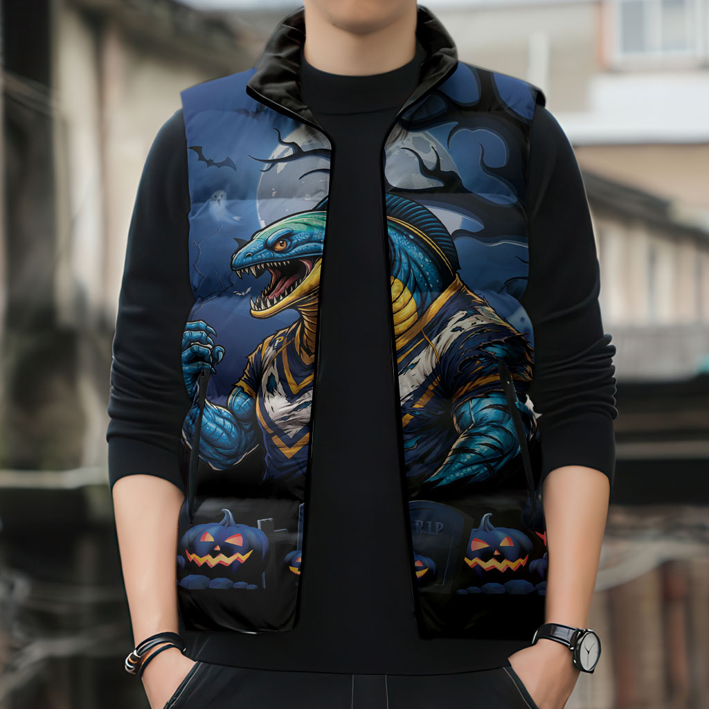 Custom Halloween Parramatta Eels Sleeveless Puffer Jacket Spooky Australia Mascot Rugby