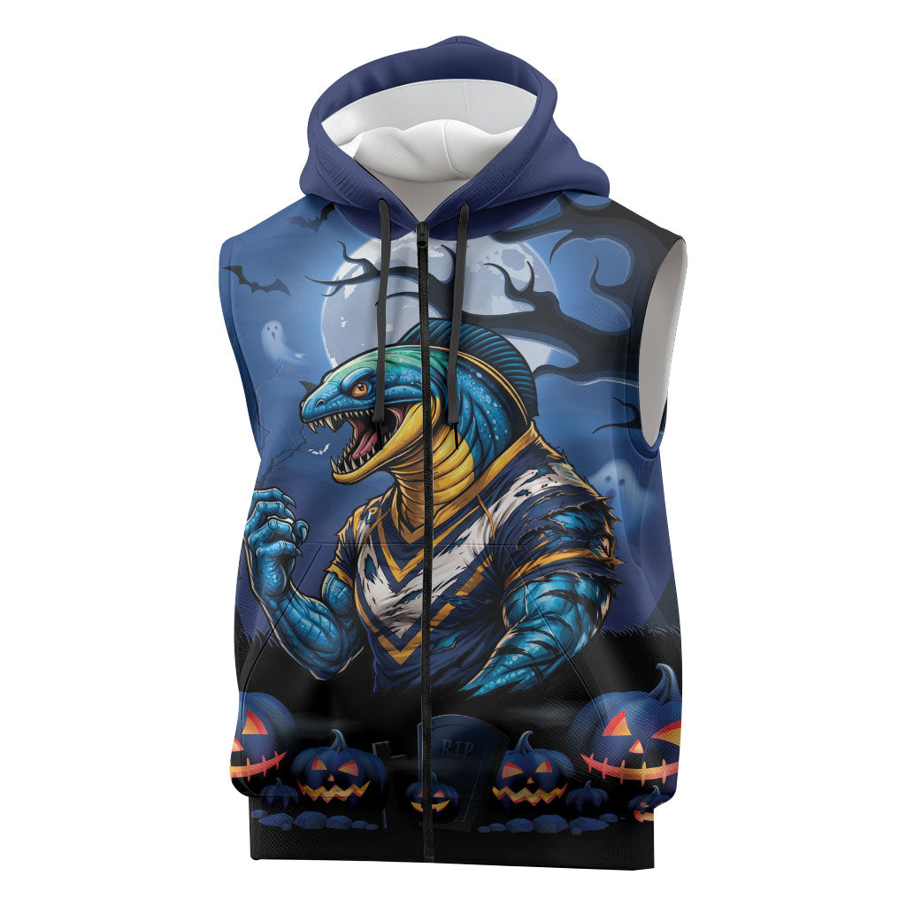 Custom Halloween Parramatta Eels Sleeveless Zip Hoodie Spooky Australia Mascot Rugby