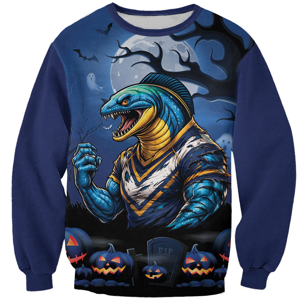 Custom Halloween Parramatta Eels Sweatshirt Spooky Australia Mascot Rugby