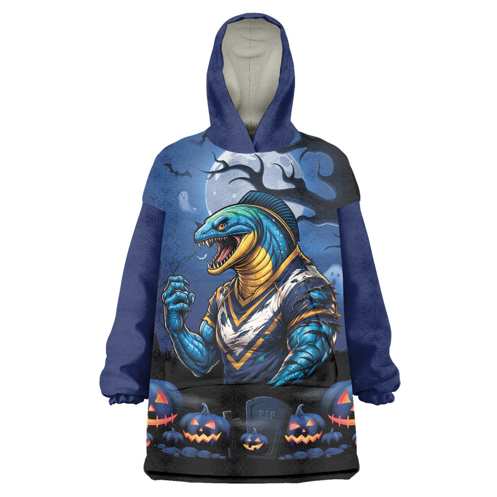 Custom Halloween Parramatta Eels Wearable Blanket Hoodie Spooky Australia Mascot Rugby