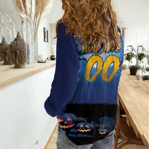 Custom Halloween Parramatta Eels Women Casual Shirt Spooky Australia Mascot Rugby