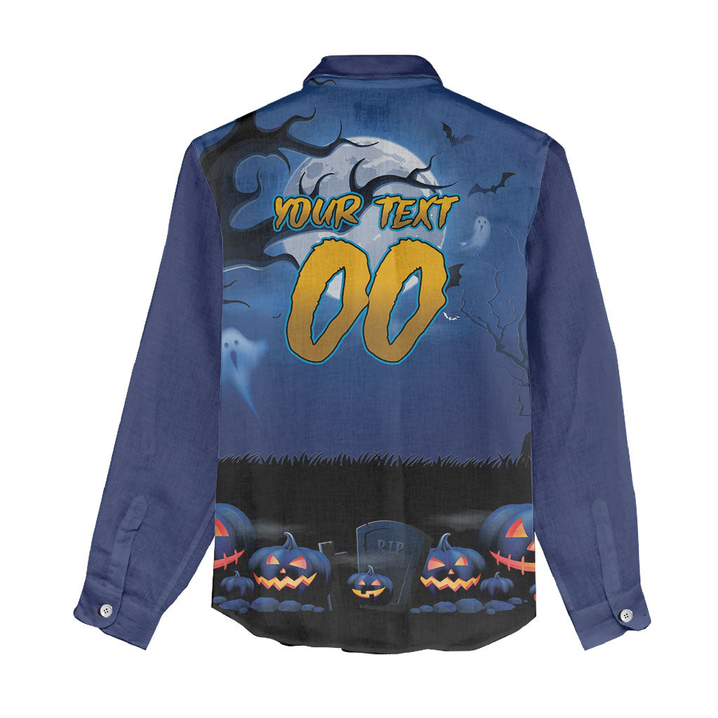 Custom Halloween Parramatta Eels Women Casual Shirt Spooky Australia Mascot Rugby