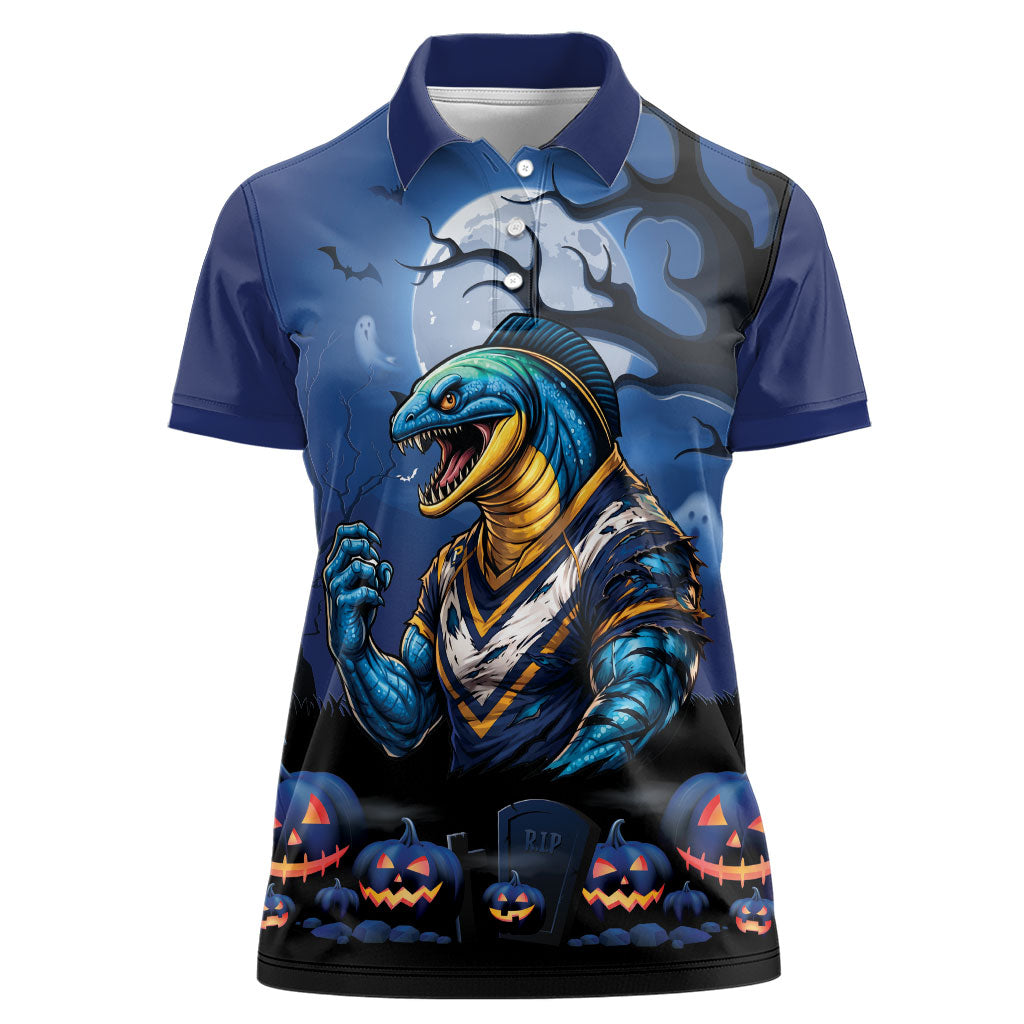 Custom Halloween Parramatta Eels Women Polo Shirt Spooky Australia Mascot Rugby