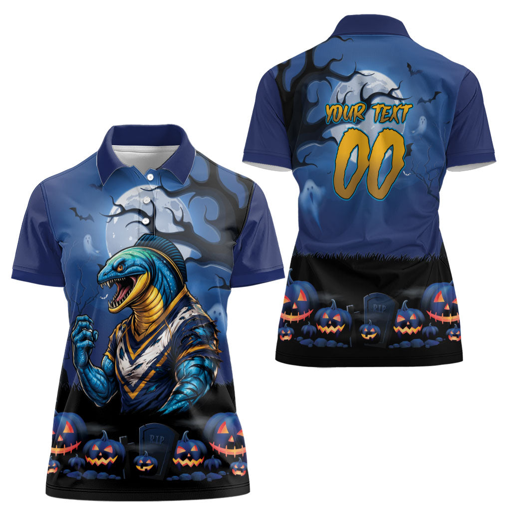 Custom Halloween Parramatta Eels Women Polo Shirt Spooky Australia Mascot Rugby