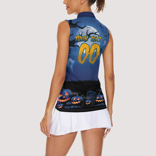 Custom Halloween Parramatta Eels Women Sleeveless Polo Shirt Spooky Australia Mascot Rugby