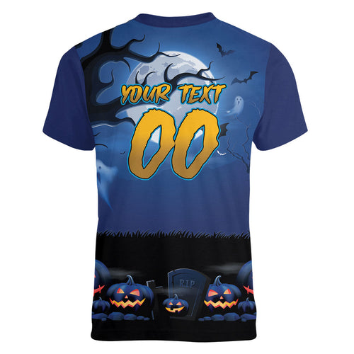 Custom Halloween Parramatta Eels Women V-Neck T-Shirt Spooky Australia Mascot Rugby