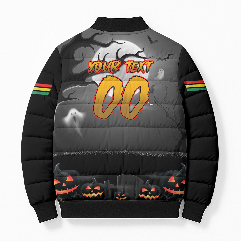 Custom Halloween Penrith Panthers Bomber Puffer Jacket Spooky Australia Mascot Rugby