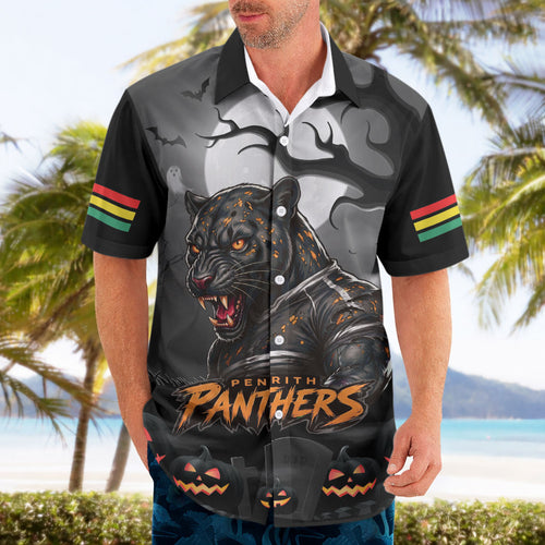 Custom Halloween Penrith Panthers Hawaiian Shirt Spooky Australia Mascot Rugby