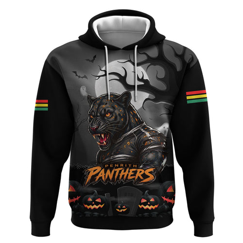 Custom Halloween Penrith Panthers Hoodie Spooky Australia Mascot Rugby