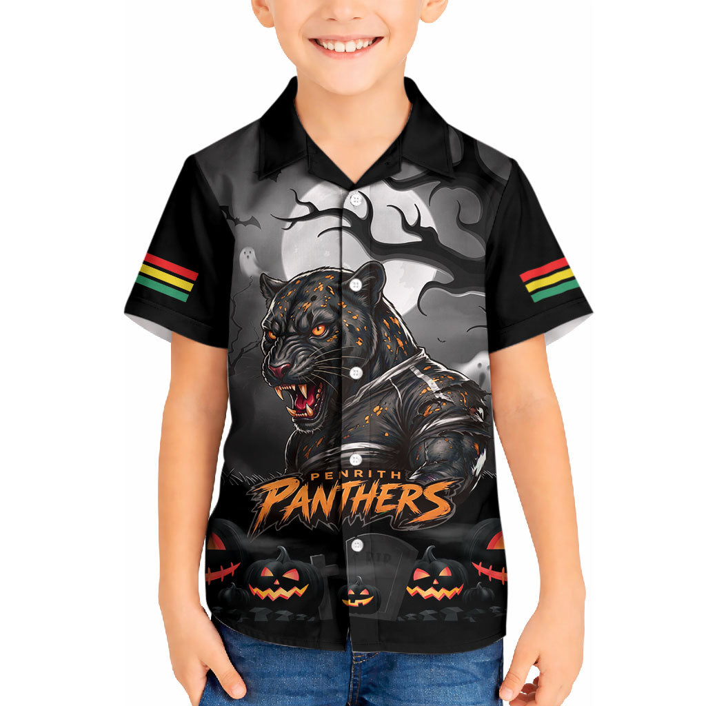 Custom Halloween Penrith Panthers Kid Hawaiian Shirt Spooky Australia Mascot Rugby