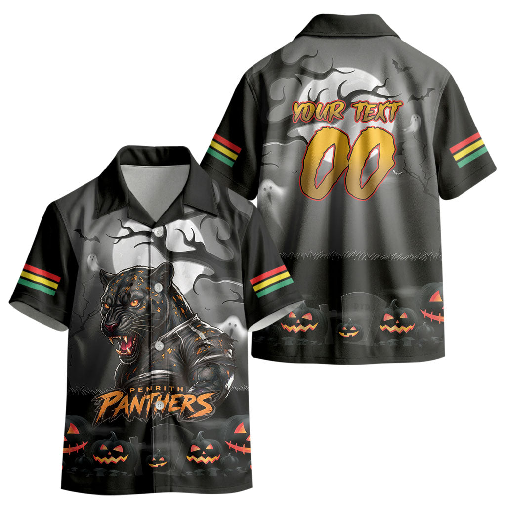Custom Halloween Penrith Panthers Kid Hawaiian Shirt Spooky Australia Mascot Rugby
